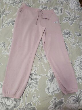 Calvin Klein Mauve Drawstring Elastic Waist Cotton Blend Joggers Size Medium. EU